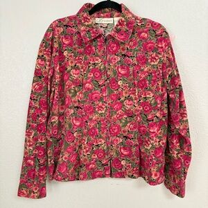 Vintage Dress barn corduroy floral zip up shacket